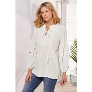 Soft Surroundings Marissa Boho Embroidered Blouse Size Medium New without tags